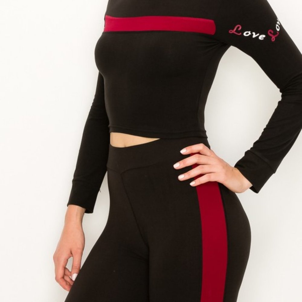2 PC  CROP HOODIE LEGGINGS SET
